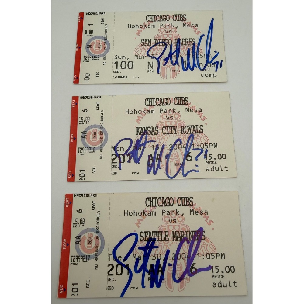 Scott McClain Signed 2004 Chicago Cubs Spring Training Ticket Stubs Lot of 3